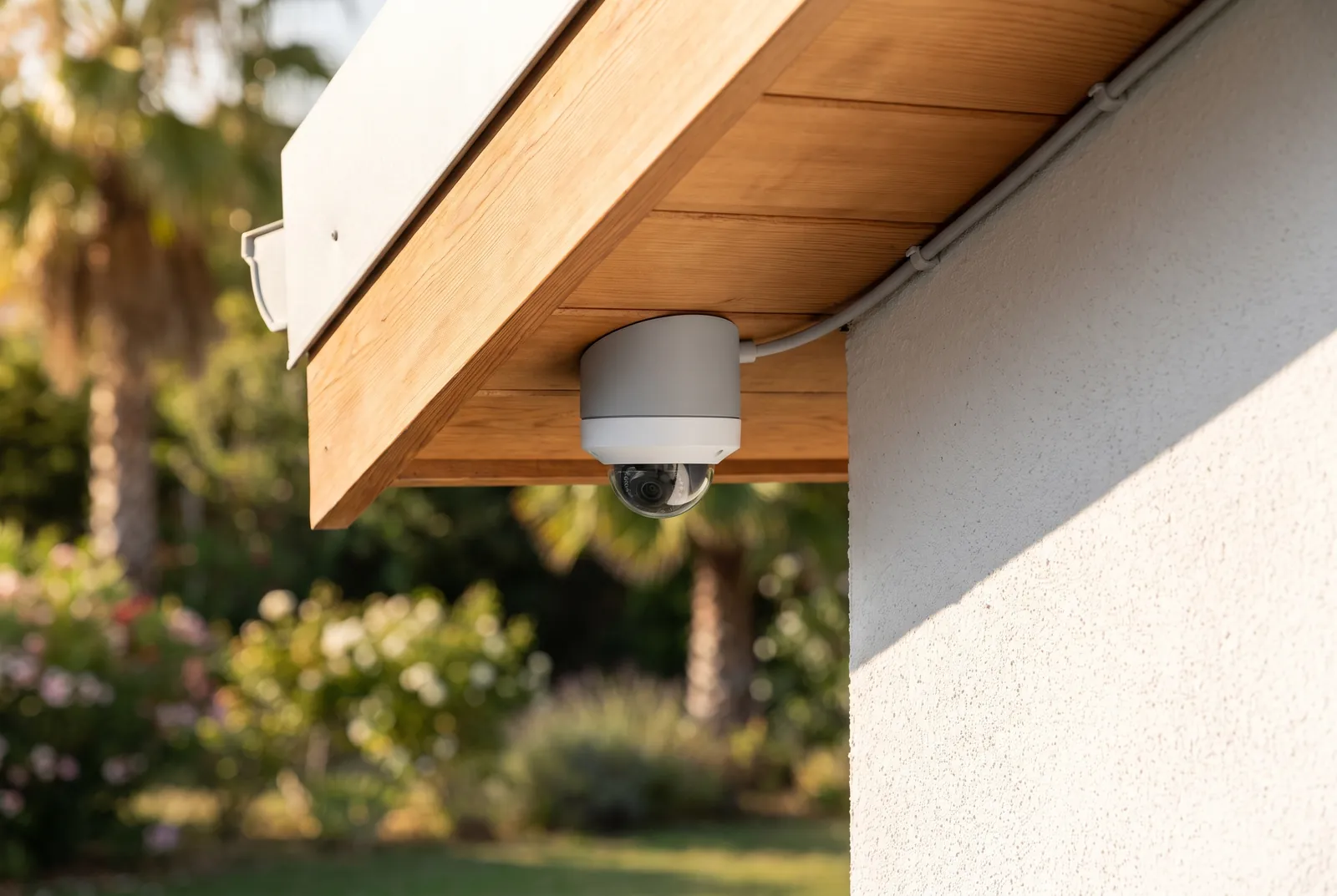 Professional CCTV security camera mounted on a building